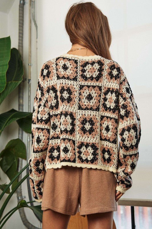 Bohemian Crochet Patchwork Pullover Sweater Top-Slay Eclectic