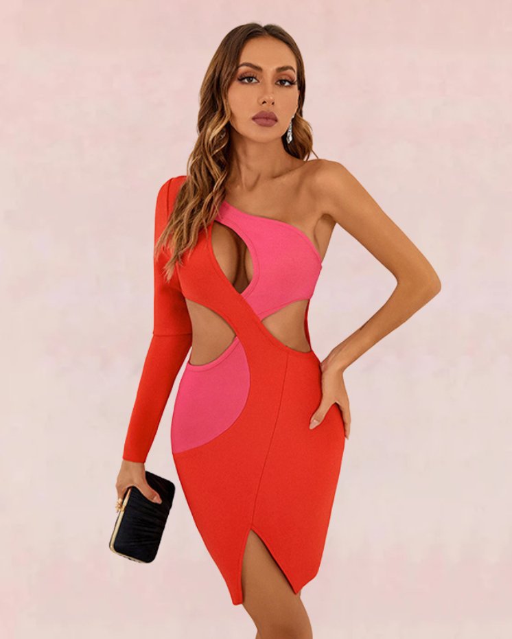 Eclat Contrast Bandage Mini Dress - Red | Slay Eclectic