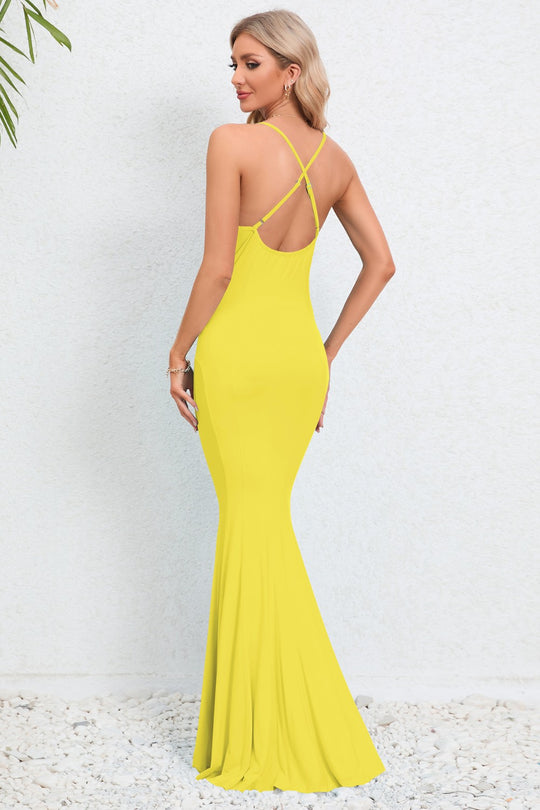 Juna Fishtail Bodycon Maxi Dress - Yellow