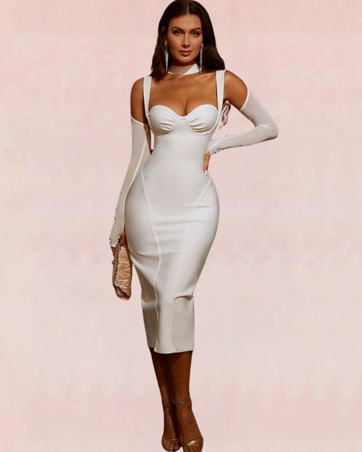 Embrace Bodycon Midi Dress - White - Slay Eclectic