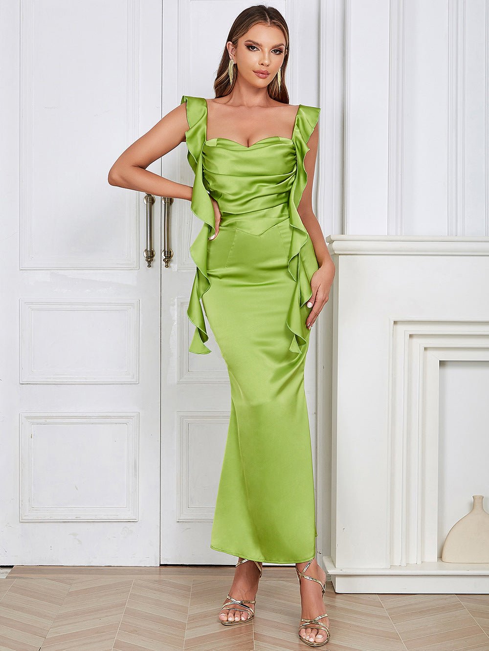 Envy Spaghetti Bandage Maxi Dress - Green | Slay Eclectic