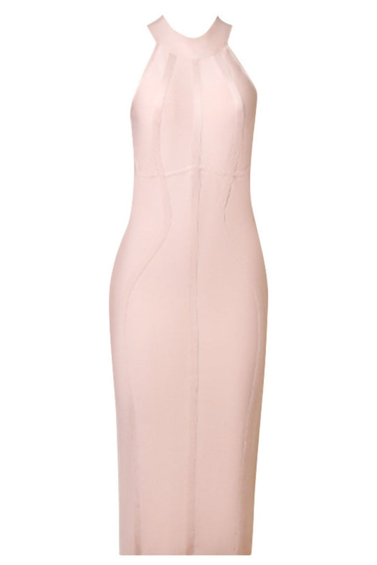 Ethereal Bodycon Midi Dress - Beige | Slay Eclectic