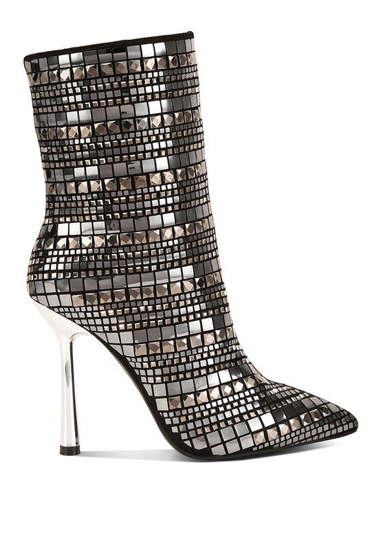 Extravagance Mirror Embellished Stiletto Boots - Slay Eclectic