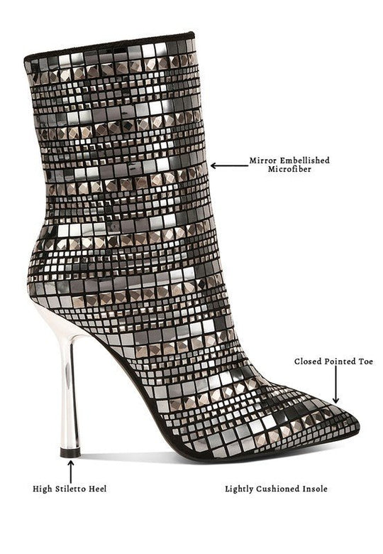 Extravagance Mirror Embellished Stiletto Boots | Slay Eclectic