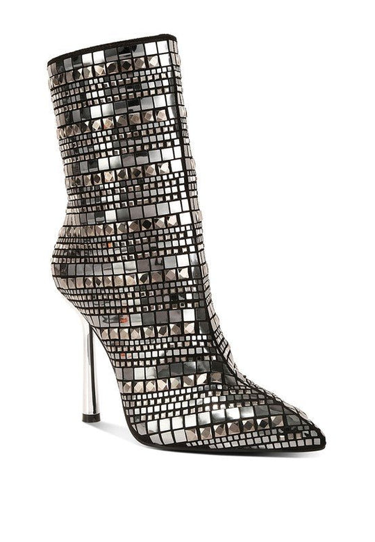 Extravagance Mirror Embellished Stiletto Boots | Slay Eclectic