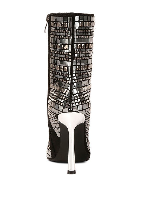 Extravagance Mirror Embellished Stiletto Boots | Slay Eclectic