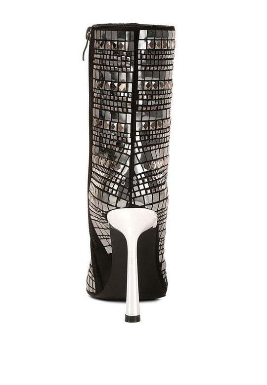 Extravagance Mirror Embellished Stiletto Boots | Slay Eclectic