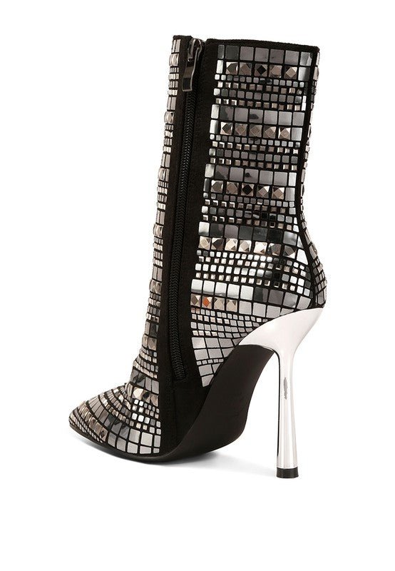 Extravagance Mirror Embellished Stiletto Boots - Slay Eclectic