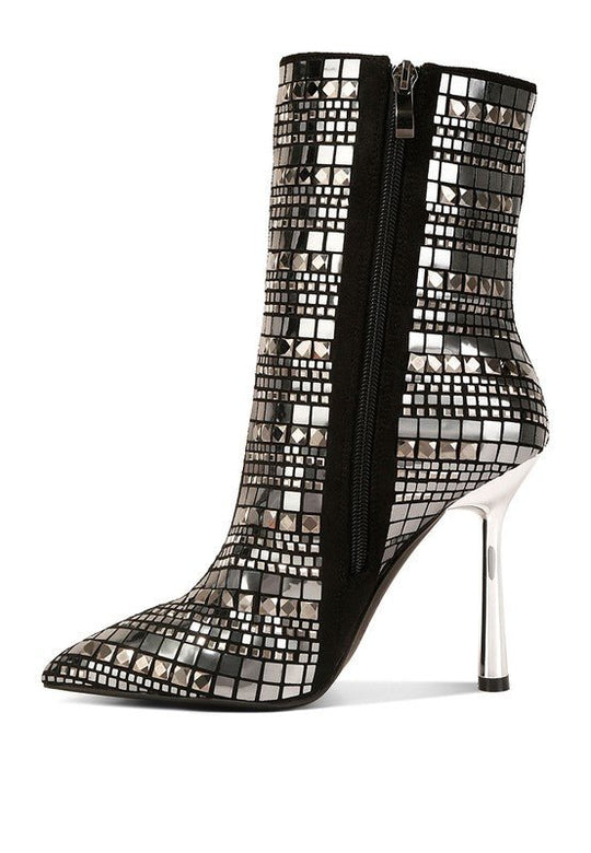 Extravagance Mirror Embellished Stiletto Boots - Slay Eclectic