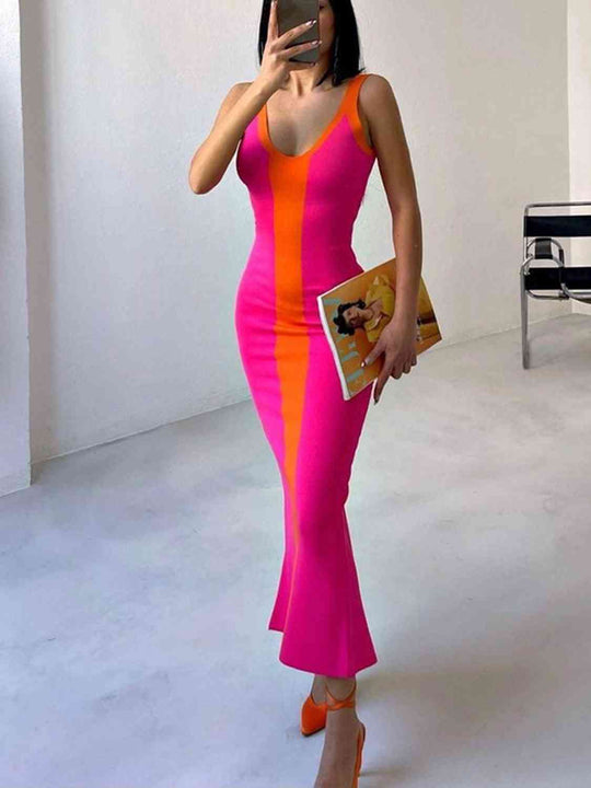 Mystic Charm Bodycon Maxi Dress - Pink