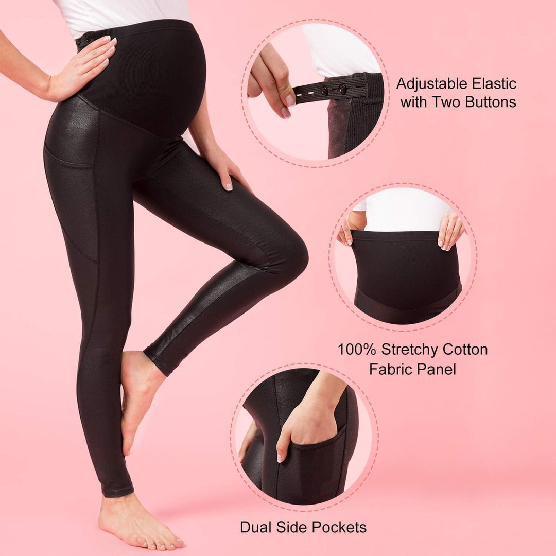 Maternity Leggings over the Belly Pregnancy Pants with Pockets Maternity Clothes for Pregnant Women