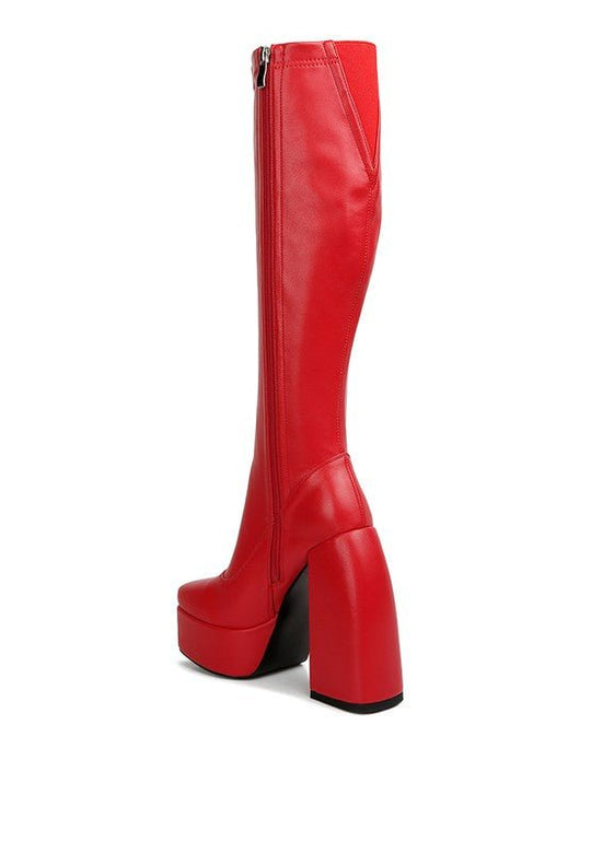 Fanning High Platfrom Block Heeled Long Boots | Slay Eclectic