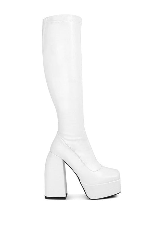 Fanning High Platfrom Block Heeled Long Boots - Slay Eclectic