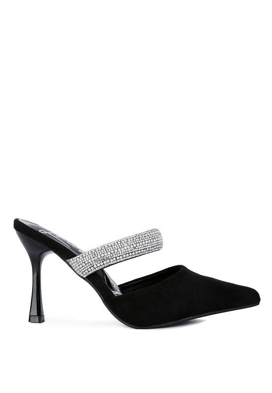 Fauci Diamante Strap Heeled Mules | Slay Eclectic