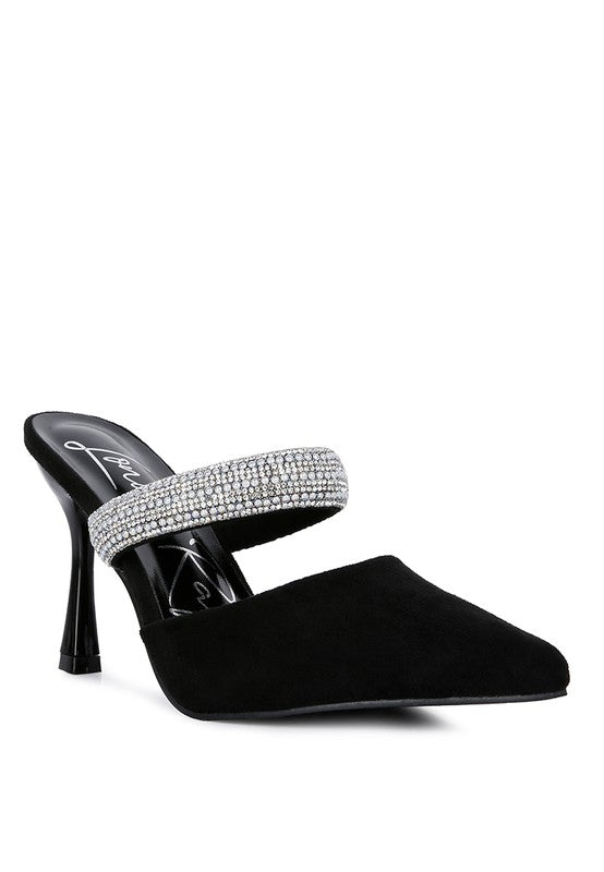 Fauci Diamante Strap Heeled Mules | Slay Eclectic