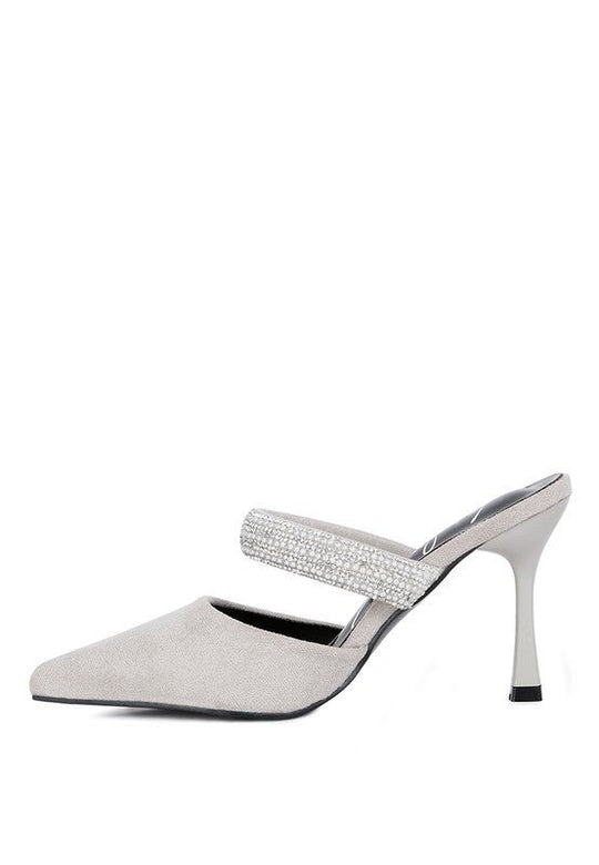 Fauci Diamante Strap Heeled Mules - Slay Eclectic