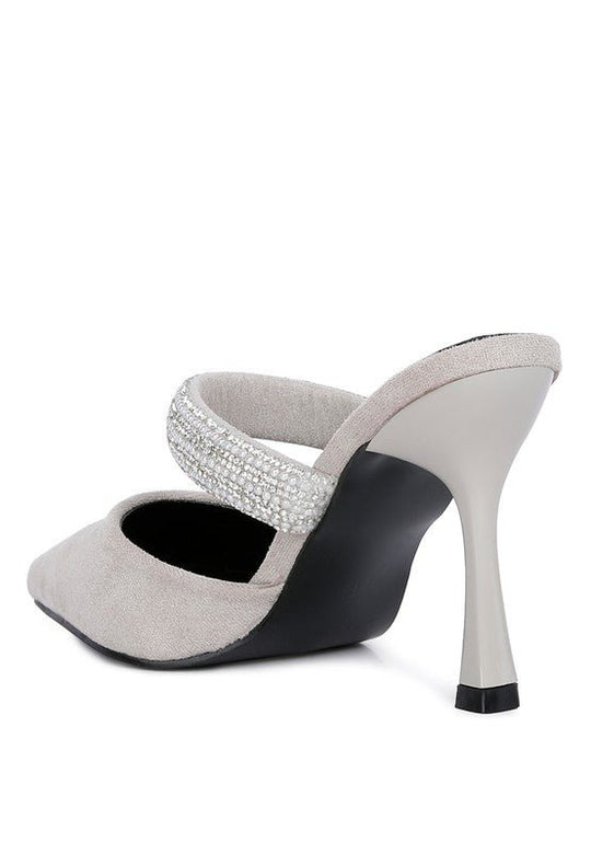 Fauci Diamante Strap Heeled Mules | Slay Eclectic