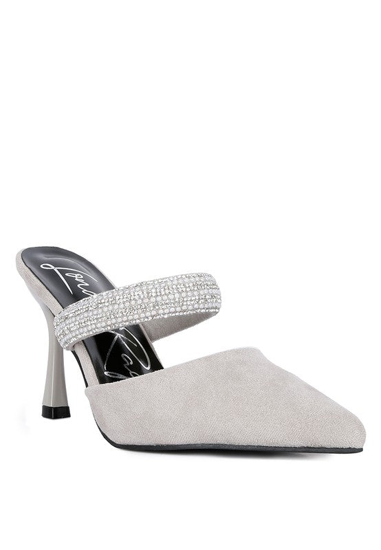 Fauci Diamante Strap Heeled Mules | Slay Eclectic