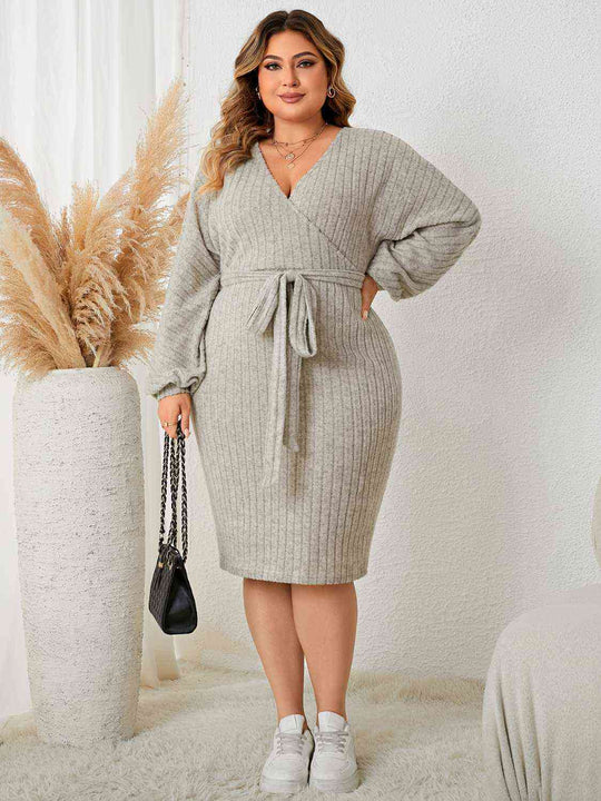 Femme Finesse Plus Size Knitted Tie Waist Dress | Slay Eclectic