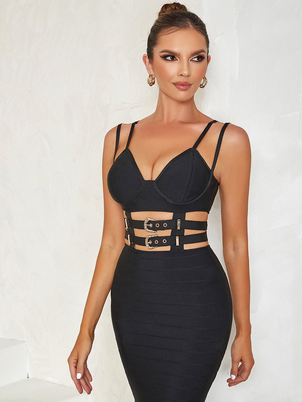 Fern Bandage Midi Dress - Black | Slay Eclectic