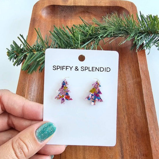 Festive Sparkle Tree Studs - Blush Pink Delight | Slay Eclectic