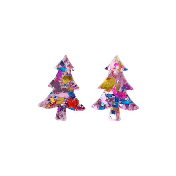 Festive Sparkle Tree Studs - Blush Pink Delight | Slay Eclectic