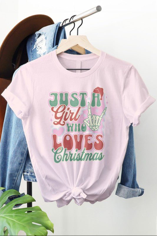 Just a Girl Who Loves Christmas Graphic Tee-Slay Eclectic