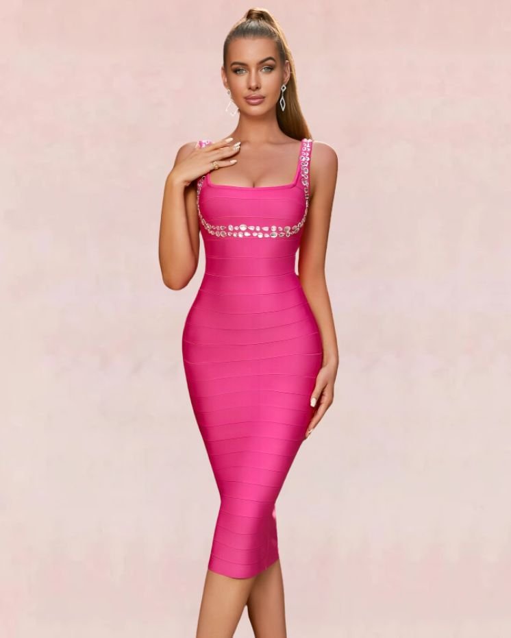 Finesse Bandage Midi Dress - Pink - Slay Eclectic