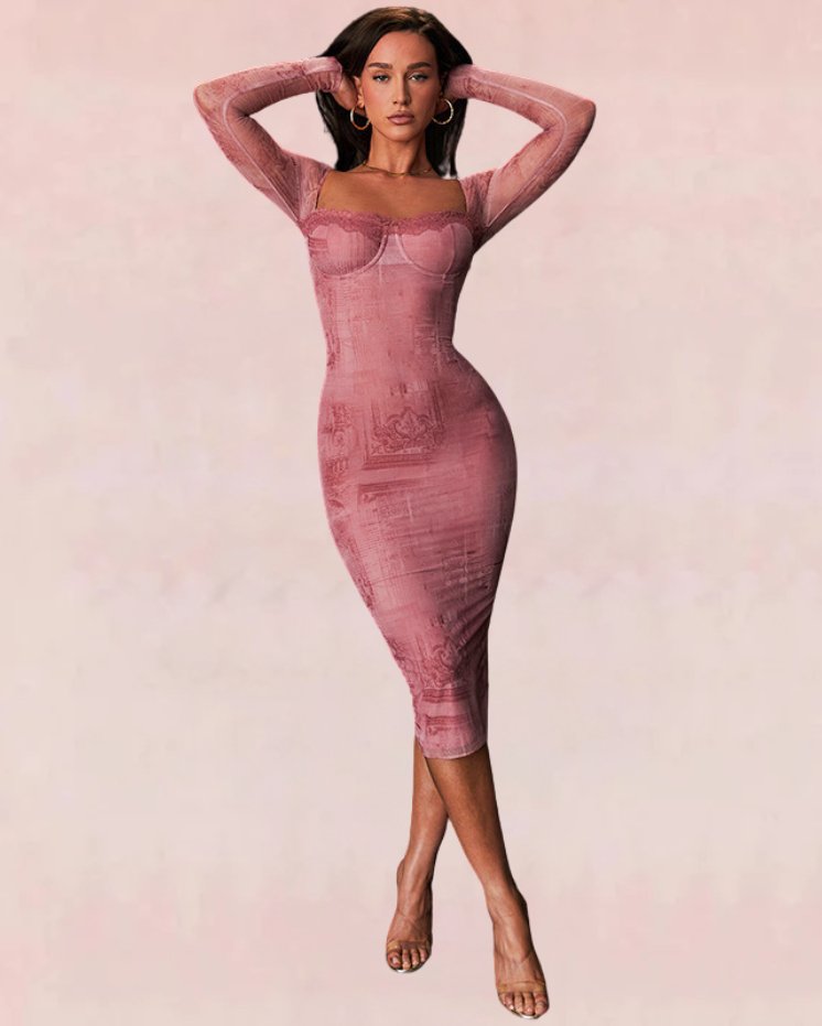 Flare Bodycon Midi Dress - Pink | Slay Eclectic