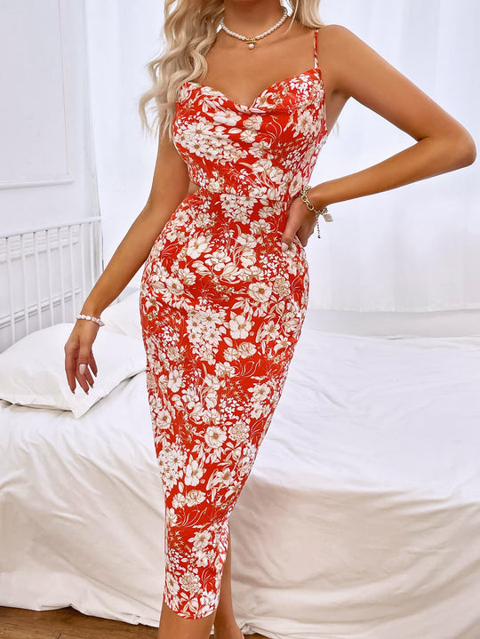 Flower Bloom Midi Dress - Orange | Slay Eclectic