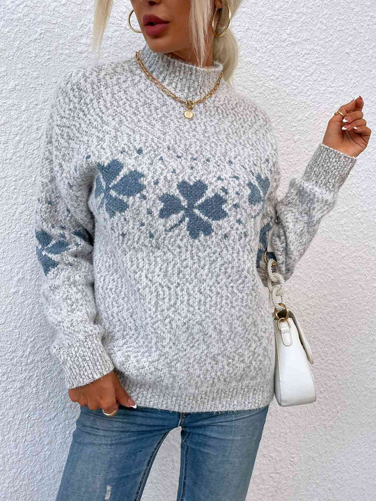 Four Leaf Clover Mock Neck Sweater | Slay Eclectic