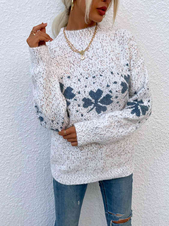 Four Leaf Clover Mock Neck Sweater | Slay Eclectic