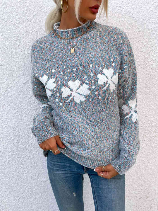 Four Leaf Clover Mock Neck Sweater | Slay Eclectic