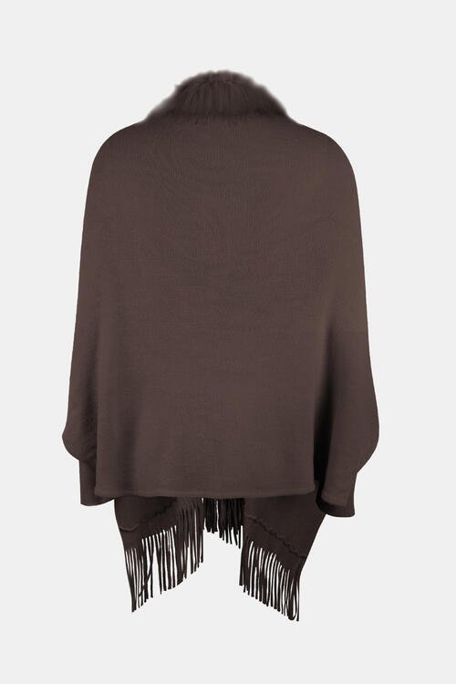 Fringe Open Front Long Sleeve Poncho | Slay Eclectic