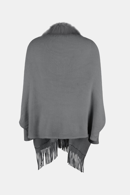 Fringe Open Front Long Sleeve Poncho | Slay Eclectic