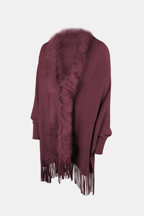 Fringe Open Front Long Sleeve Poncho | Slay Eclectic