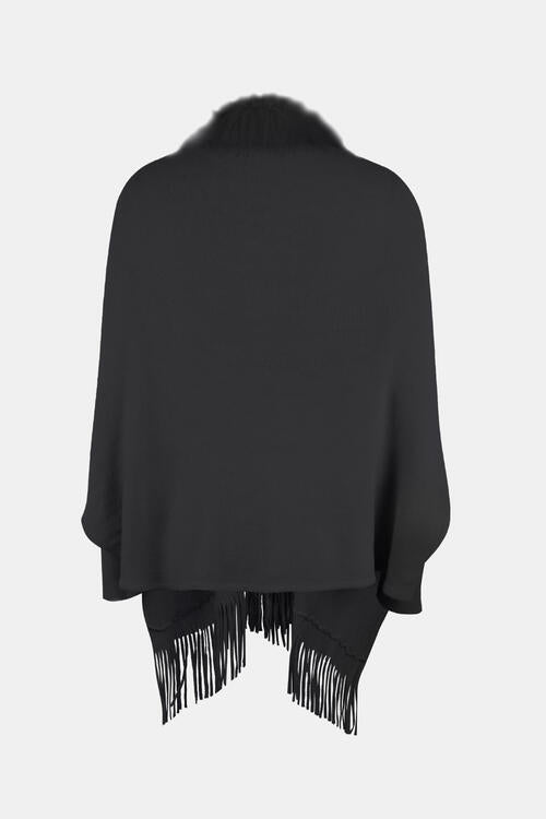 Fringe Open Front Long Sleeve Poncho | Slay Eclectic