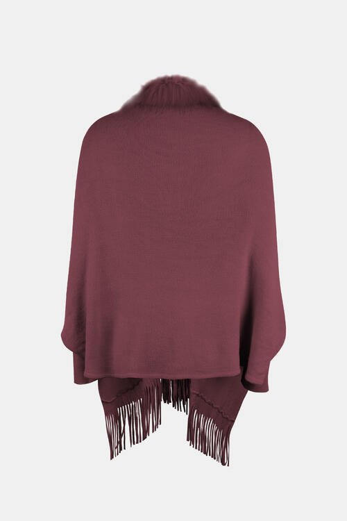 Fringe Open Front Long Sleeve Poncho | Slay Eclectic