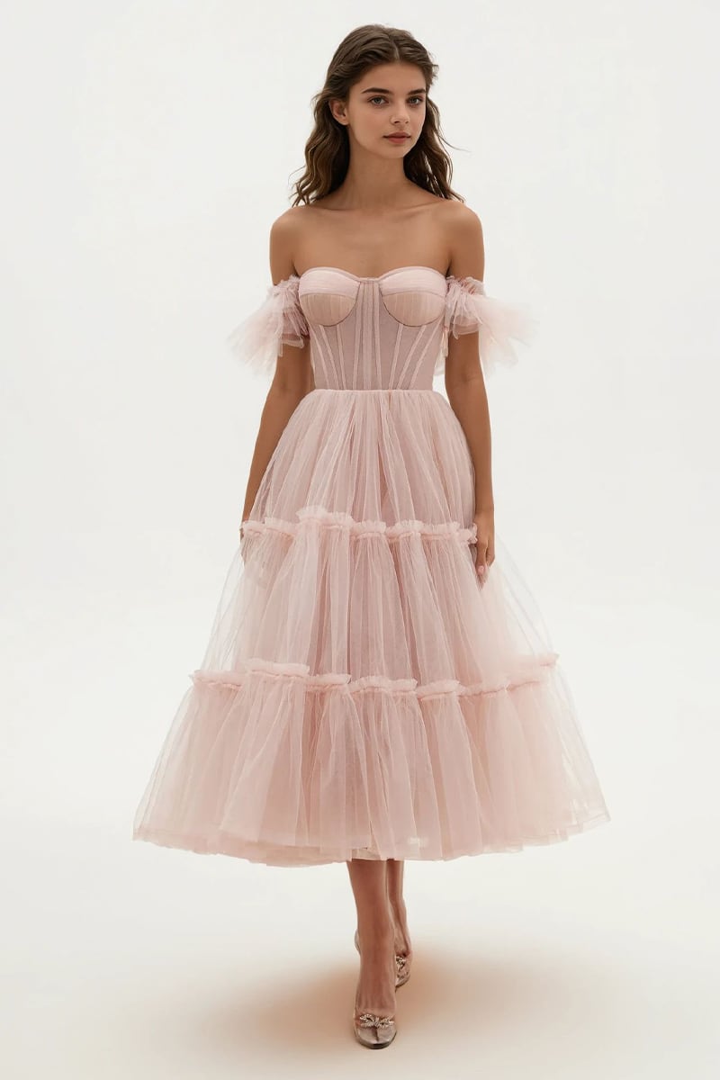 Geisha Bustier Tulle Midi Dress