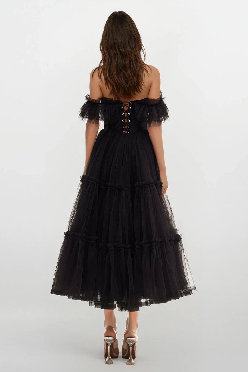 Geisha Bustier Tulle Midi Dress