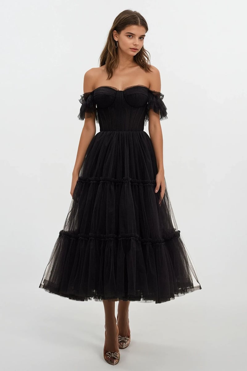 Geisha Bustier Tulle Midi Dress