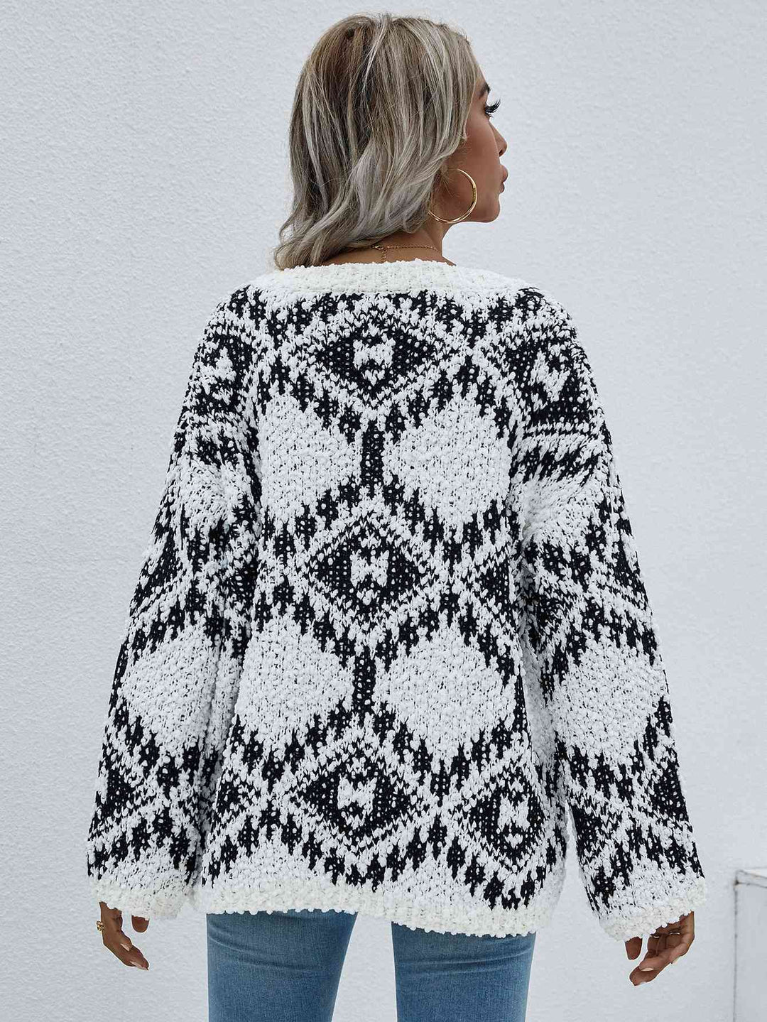 Geometric Print Chunky Knit Distressed Sweater | Slay Eclectic