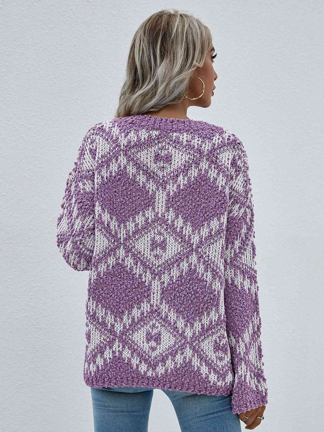 Geometric Print Chunky Knit Distressed Sweater | Slay Eclectic