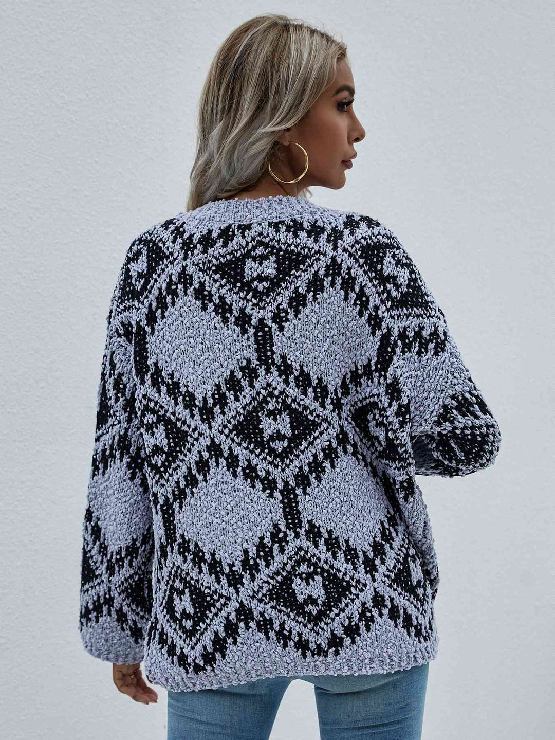 Geometric Print Chunky Knit Distressed Sweater | Slay Eclectic