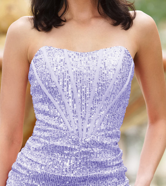 Gia Sequin Corset Mini Dress - Lilac
