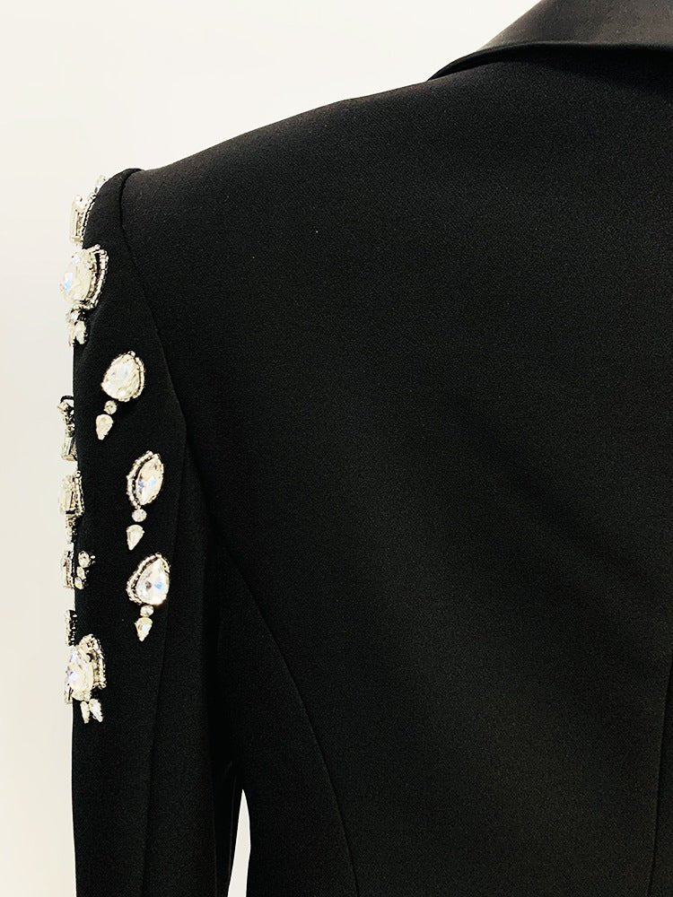 Glamorous Rhinestone - Accented Double - Breasted Blazer for the Stylish Professional - Slay Eclectic