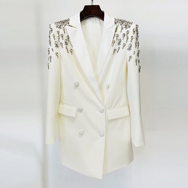 Glamorous Rhinestone - Accented Double - Breasted Blazer for the Stylish Professional - Slay Eclectic