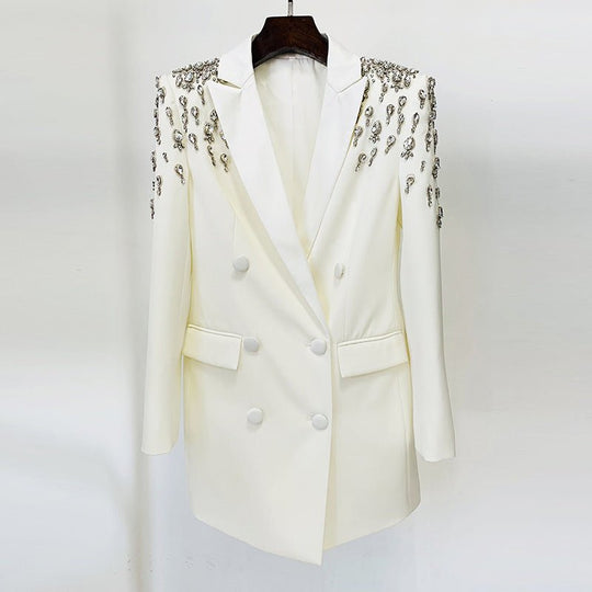 Glamorous Rhinestone-Accented Double-Breasted Blazer for the Stylish Professional-Slay Eclectic