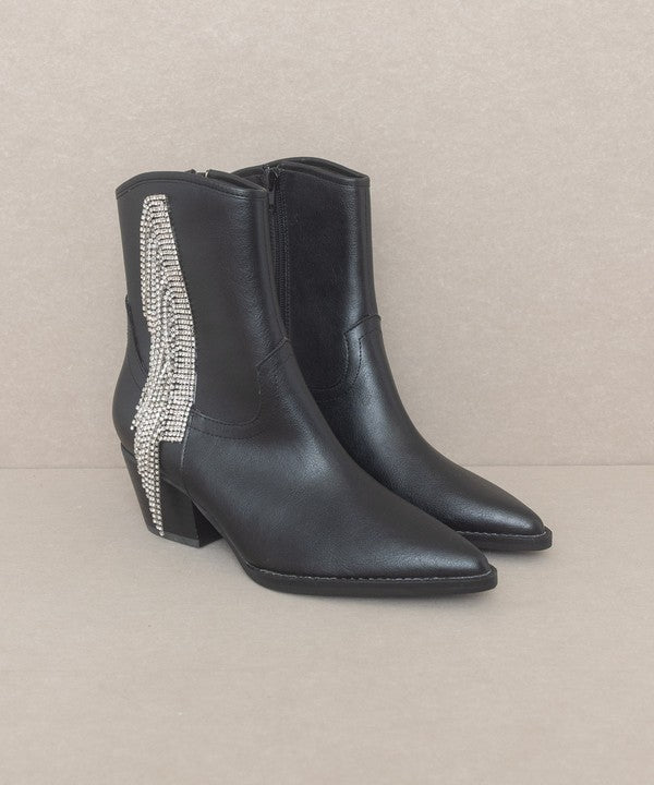 Glamorous Rhinestone Fringe Ankle Cowboy Boot - Slay Eclectic