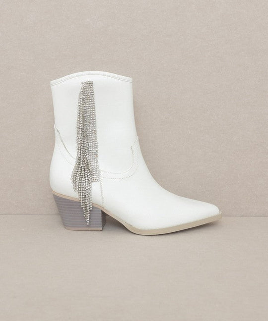 Glamorous Rhinestone Fringe Ankle Cowboy Boot - Slay Eclectic